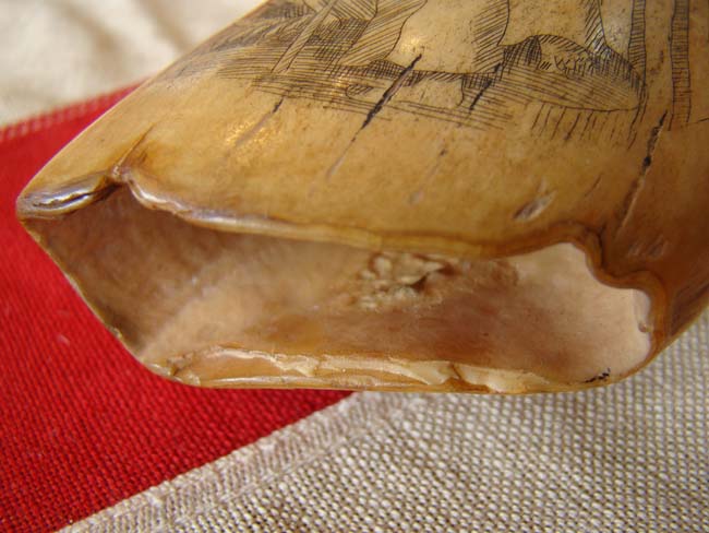A beautiful late 19th or early 20th century patriotic themed scrimshawed whale's tooth — image 5